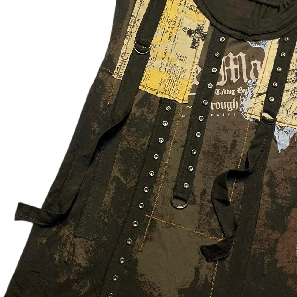 NWOT Vintage Y2K Salvage grunge punk goth lace-up tank dress Size L - Picture 3 of 8